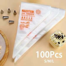 100 Disposal Plastic Cake Piping Bag Icing Cream Pastry Cookies Decorating UK