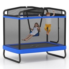 6 FT Kids Trampoline w/Swing and Horizontal Bar Safety Enclosure Net
