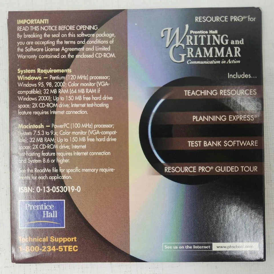 CD-ROM Prentice Hall Writing and Grammar Resource Pro Silver Level Foto 2 de 4