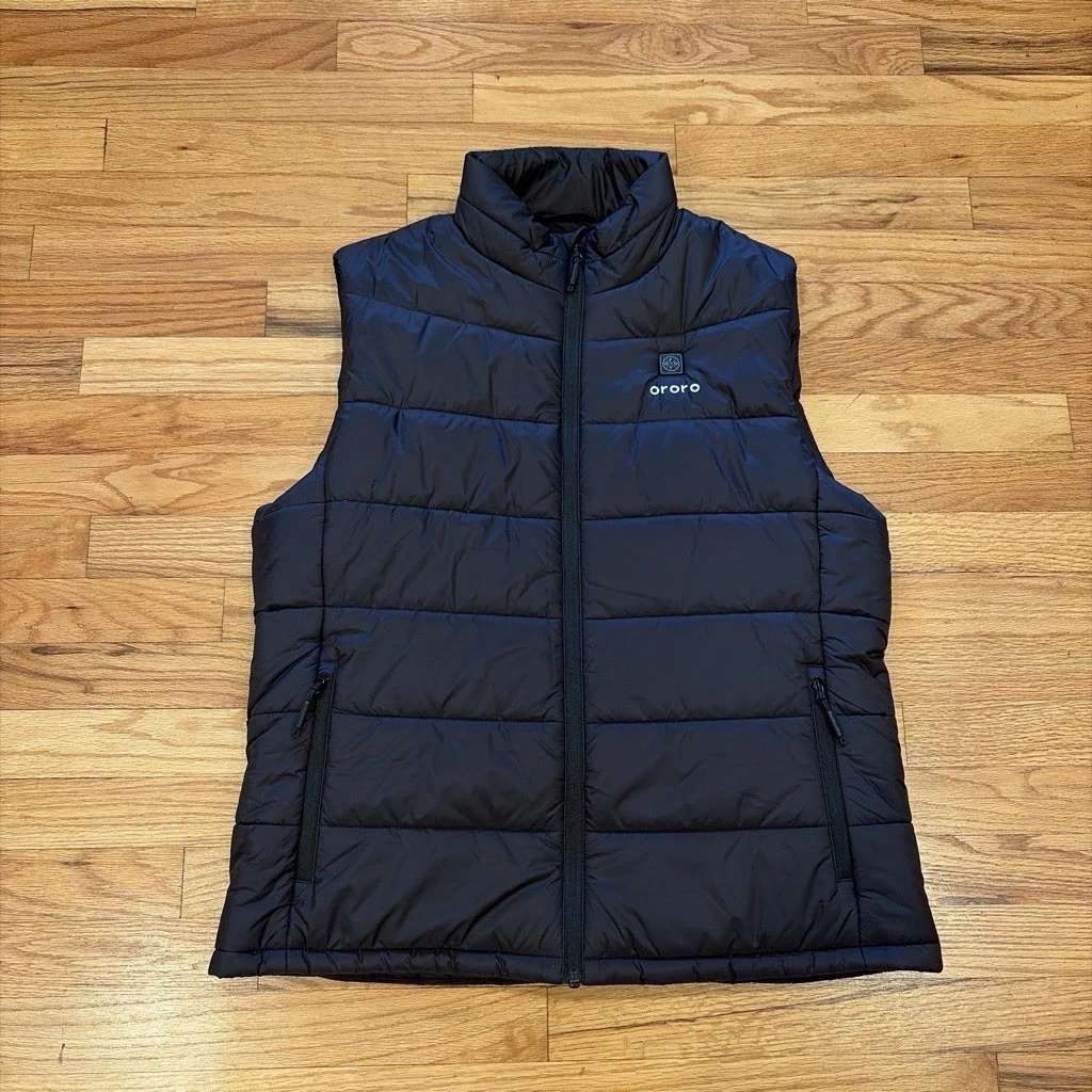 ORORO Mens Large Black Lightweight HEATED Puffer Vest~BATTERY Not INCLUDED