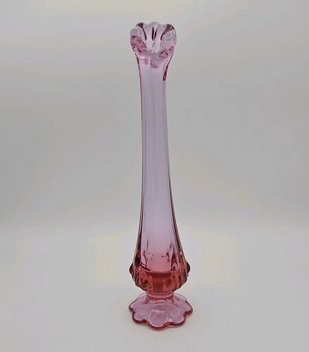 Fenton Art Glass Dusty Rose 10" Swung Bud Vase