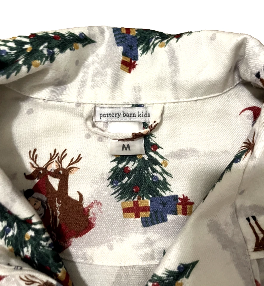 Pottery Barn Kids adult size M Santa Heritage Christmas Pajamas loose fit - Image 4 of 4