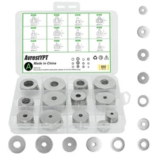 105Pcs 304 Stainless Steel Flat Washers, Fender Washers Assortment Kit 12 Sizes