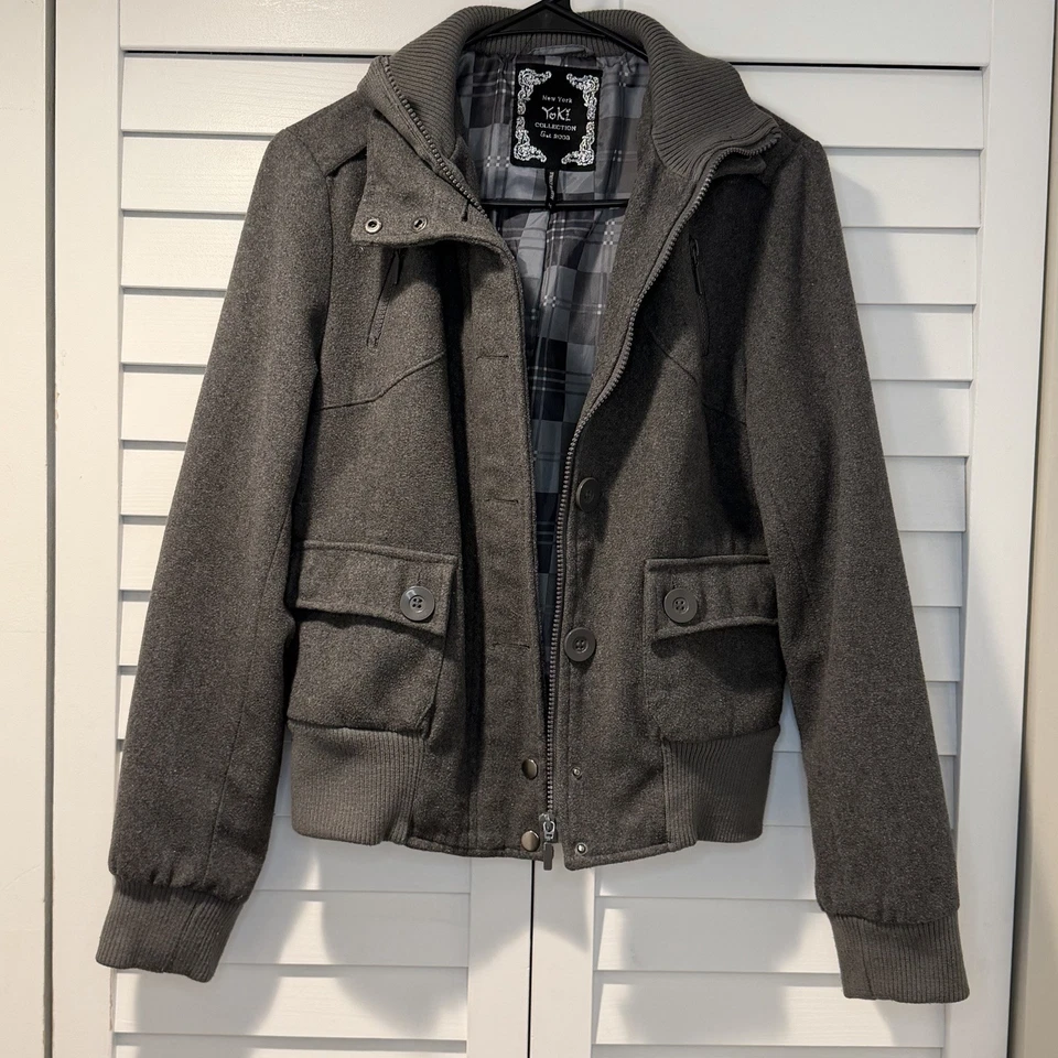 Chaqueta Bomber Mujer Yoki Collection Gris Mezcla Lana M Foto 3 de 4