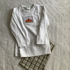 Classic Whimsy Thanksgiving pumpkins Smocked Outfit Boy's Size 6