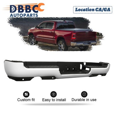 New Rear Bumper For 2019-2023 Dodge Ram 1500 w/ Dual Exhaust & Sensor Holes