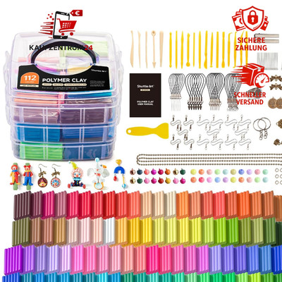 112 Farben Knete Set ofenhärtend mit 20 Werkzeugen und Zubehör