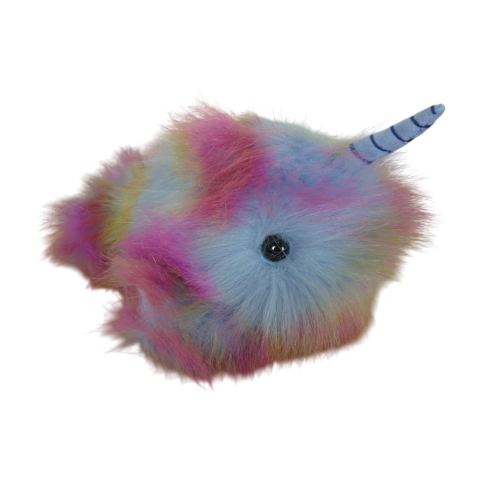 Aurora Luxe Boutique Rainbow Neptune Narwhal Plush Toy – Multicolor Fluffy Soft - Image 2 of 4