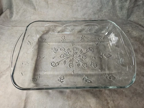 Vintage Anchor Hocking Savanah 12 X 9 Decorative Glass Baking Dish