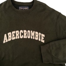 Vintage Abercrombie Mens L Sweatshirt Green Applique Logo Spellout 90s Y2K