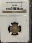 1945 Newfoundland 10 Cents — photo from another recent sale