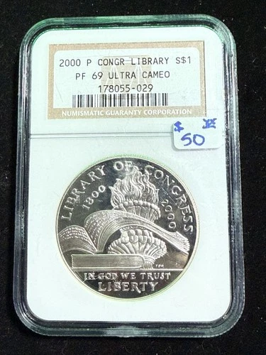2000 P LIBRARY OF CONGRESS COMMEMORATIVE DOLLAR NGC PF 69 ULTRA CAMEO