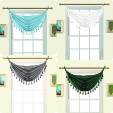LUXURY FAUX SILK WINDOW CURTAIN WATERFALL VALANCE TOPPER DECORATIVE TASSEL M12