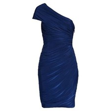 NWT Womens Size 8 Eliza J Blue Ruched One-Shoulder Stretch Mini Dress