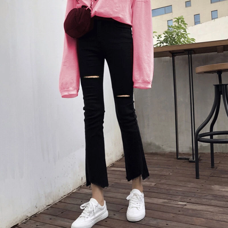 Black jeans sale ripped at bottom