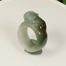 USA 9 Certified Green Yellow 100 Natural A Jade Jadeite Pendant PiXiu Ring 1976