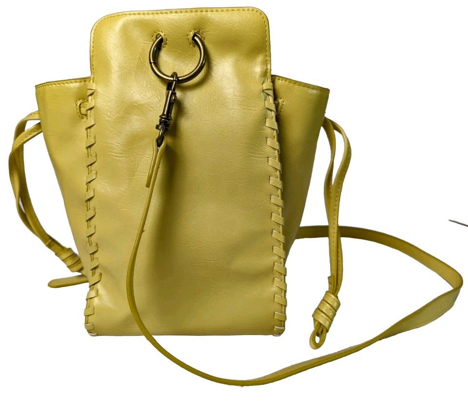 Yellow Drawstring Crossbody Bag /Purse Faux Leather Adjustable Strap eBay