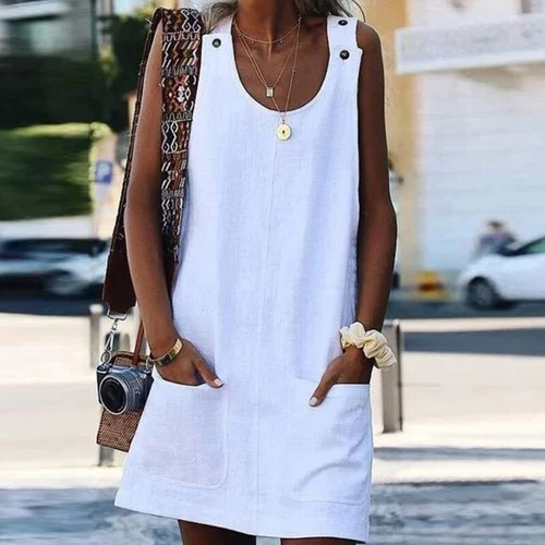 Women Beach Casual Dress Strap Mini Sundress Boho Summer Ladies Loose Midi Gown - Bild 7 von 22