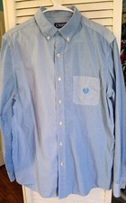 Chap Easy Care Long Sleeve Blue Pinstripe Size Medium Men's Dress Shirt