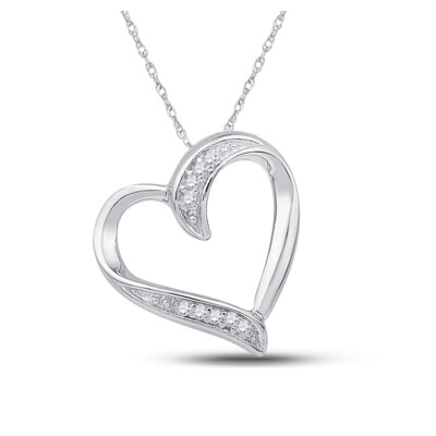 L U DIAMANTEN 10K Weißgold Diamant Herz Heiligenschein Anhänger 0,03 ct