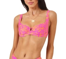 L*SPACE Womens Size M Camellia Camacho Bikini Top Pink Orange NWT