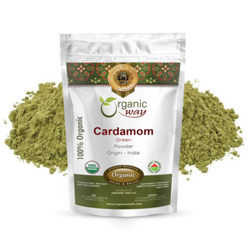 Organic Way Green Cardamom Elaichi Powder - Organic, Kosher & USDA Certified - Afbeelding 1 van 8
