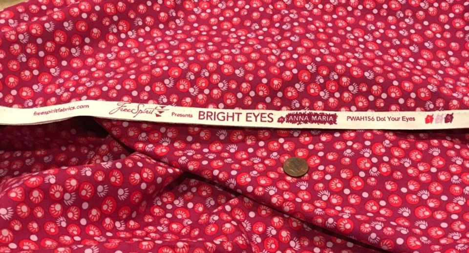 "Bright Eyes" Red Lavendar on Purple *FreeSpirit * 100% Cotton Remnant* 8" x 22" - Image 4 of 4