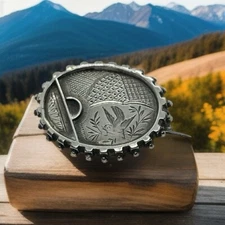 Victorian Aesthetic Movement Silver Engraved Bird & Flower Locket Back Brooch