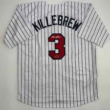 Facsimile Autographed Harmon Killebrew Minnesota Pinstripe Reprint Jersey XL