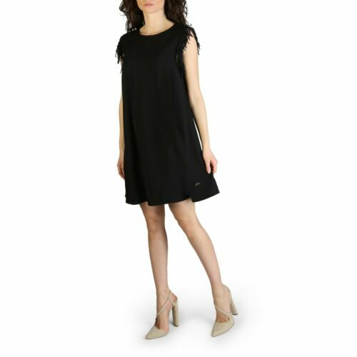 Robe Noire Boho Festival En Crochet Et Cuir Daim Sue Wong - Taille S, Dos Nu Avec Bretelles Spaghetti
