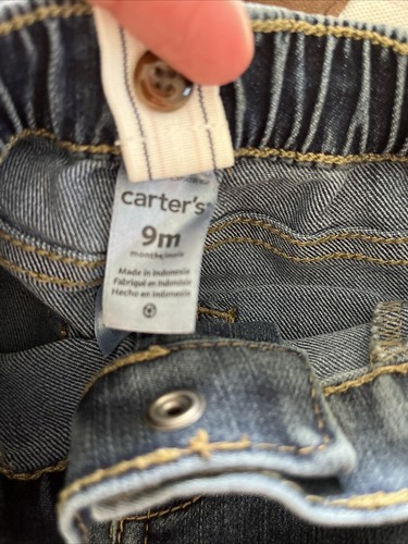 Baby Junge Carter's Dino Knopfleiste & Hosenträger Jeans Set Druck 9M - Bild 8 von 8