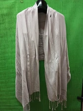 Pashmina/Silk  70/30  Scarf /Wrap 68" X 28" Plus Fringe Vintage Light Gray READ