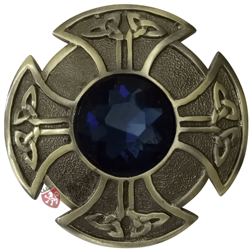 Scottish Kilt Fly Plaid Brooch Various Stone 3" Celtic Knot Pin Brooch Antique - Picture 9 of 12