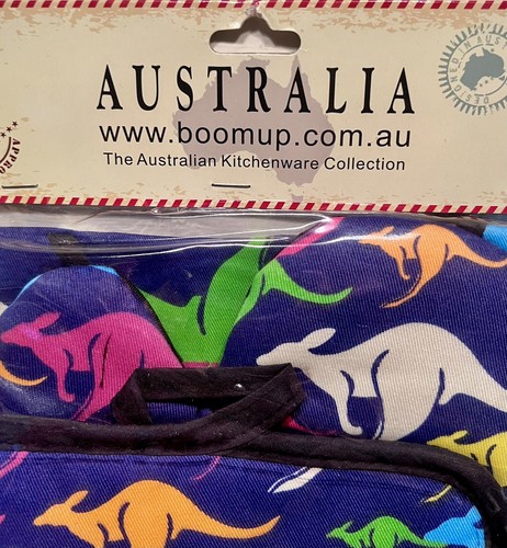 NEW Australia Kangaroo Apron , Pot Holder & Kitchen Mitten Set Souvenir Keepsake - Picture 22 of 24