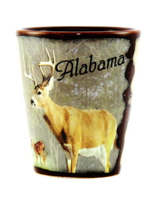 ALABAMA FULL WRAP DEER SHOT GLASS SHOTGLASS