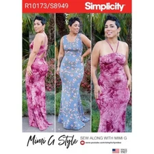 Simplicity R10173 Maxi Dress, Cutout Back, Scoop Neck, Halter Sz 10-18 UC S8915