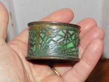 Vintage Tiffany Studios New York Bronze & Green Slag Glass Piece
