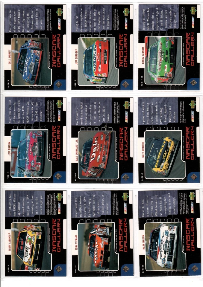 2000 Upper Deck MVP 10-card Nascar "Gallery" Racing Insert set Jeff Gordon - Image 2 of 2