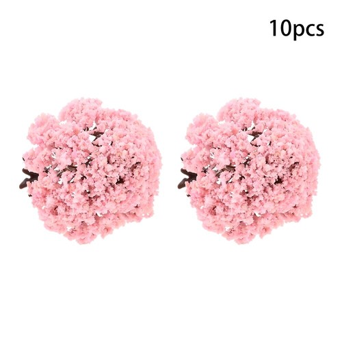 10pc 8cm Pink Miniature Flower Tree Model Train Architecture Cherry Blossom Tree - Picture 6 of 13