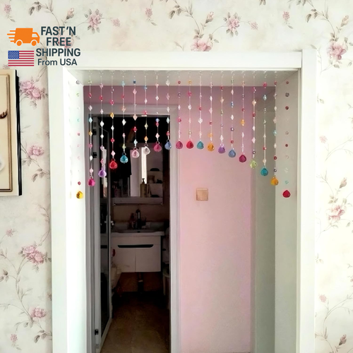 Crystal Beaded Curtain, Multicolor Hanging Door Decoration with Acrylic Balls, R - Picture 5 of 12