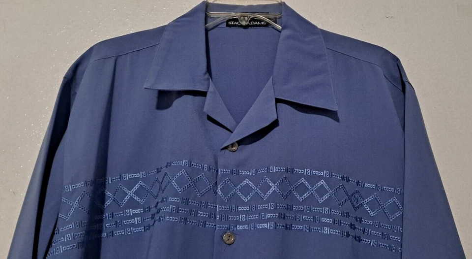 Camisas informales Stacy Adams azules de fiesta para hombre talla grande (L) manga corta Foto 3 de 4