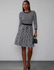 NWT New York  Company Black White Geometric A-Line Dress Medium