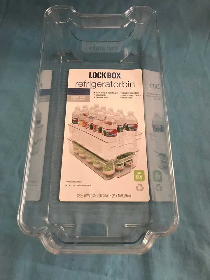 Set of 3 Lock Box Clear Acrylic Refrigerator / Pantry Storage Organizer Bins - Image 2 of 4