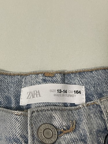 ZARA Metallic Iridescent Denim Jeans Women's Size 13 Silver Coated Wide Leg NWOT - Picture 3 of 8