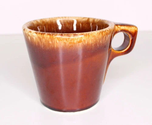 Vintage Hull Oven Proof Cup Brown Drip Glaze Pottery Coffee Tea Mug O Handle USA