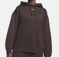 Nike Oversized Hoodie Pullover Center Swoosh Women s Size Medium Brown w white