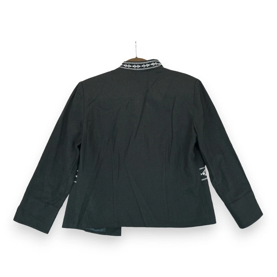 Blazer bordado frontal aberta Jessica Howard tamanho 10 padrão floral ~ Preto - Imagem 2 de 3