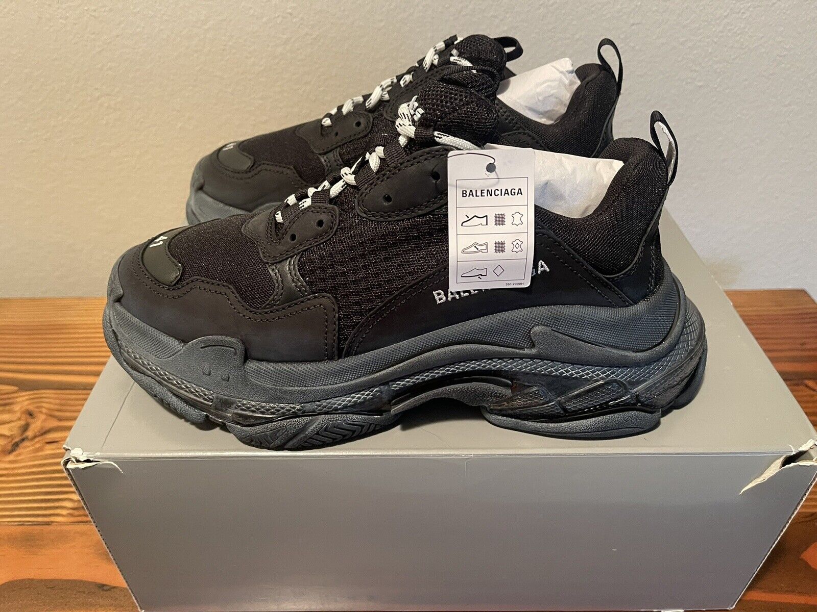 Balenciaga Womens S Trainer &#039;Black Clear Sole&#039; Sz Womens 11 | Mens 8 | eBay