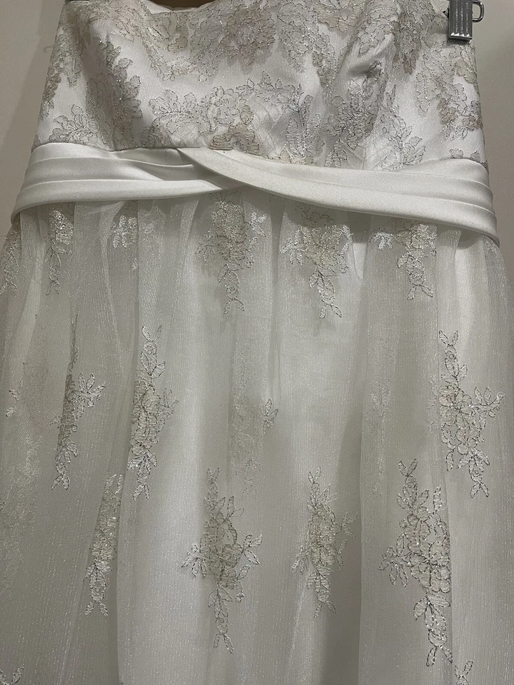 Alfred Angelo White Lace Dress Size 10 Strapless Dress - Image 3 of 4
