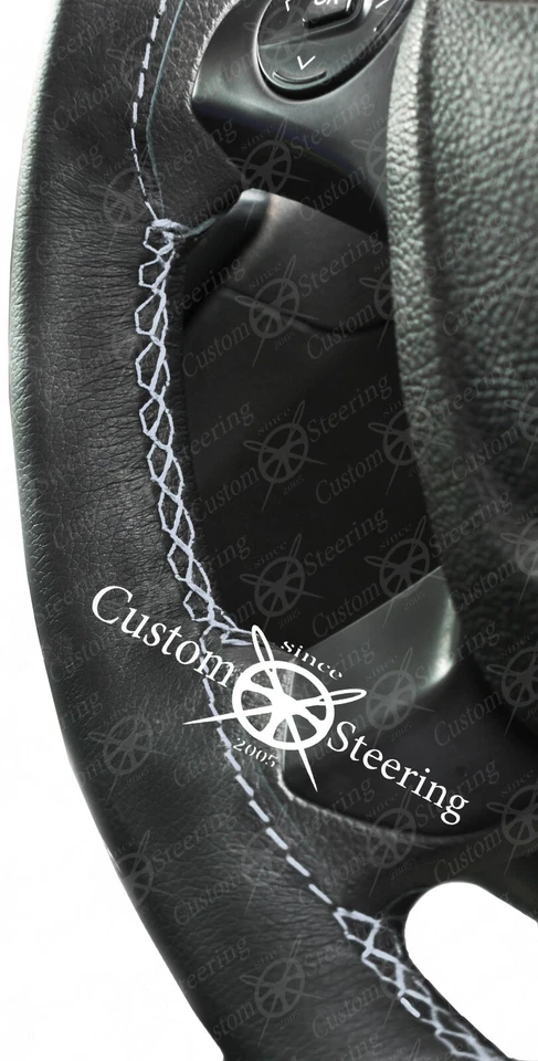 PUNTADA GRIS PARA FORD FOCUS 2011-2014 CUERO NEGRO REAL CUBIERTA VOLANTE Foto 2 de 4